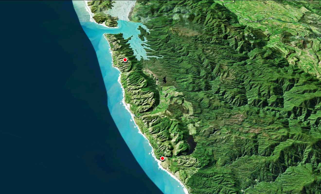 Le trajet entre Te Hapu et Anatori peut sembler court, mais n'oubliez pas que vous roulerez sur une route de gravier.