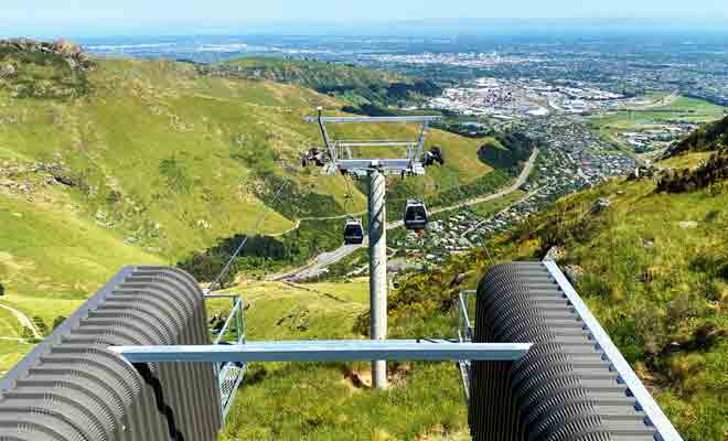 On mesure davantage l'étendue de Christchurch du haut des gondoles.