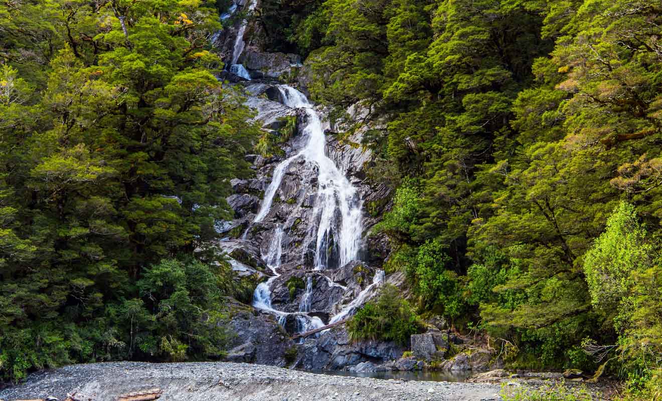 Il suffit de marcher quelques instants depuis le parking pour rejoundre les Fantail Falls.