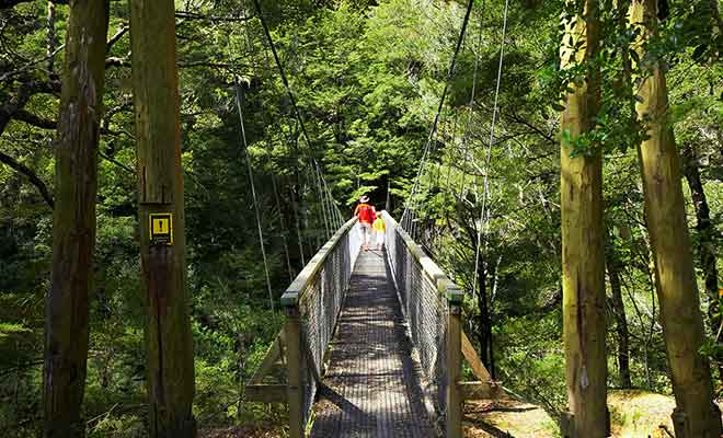 La randonnée avec le pont suspendu ne fait pas partie des lieux de tournage du Hobbit.