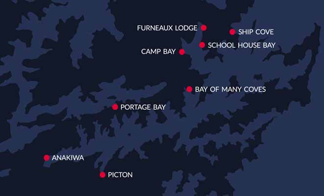 Il suffit de regarder la carte pour réaliser à quel point le bateau est indispensable pour explorer les Marlborough Sounds.