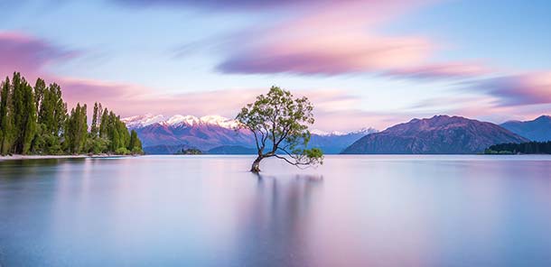 Wanaka possède un climat doux et un panorama à couper le souffle. C'est peut-être le plus beau paysage de Nouvelle-Zélande.