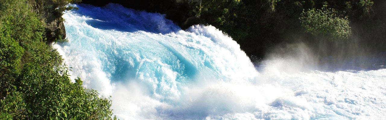 The Huka Falls are very powerful.