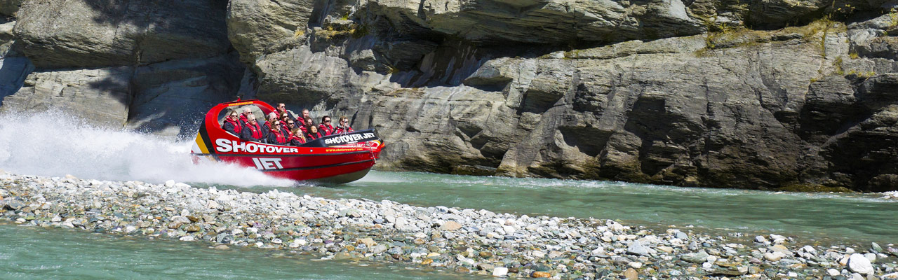 Embark aboard a jet boat to explore canyons.