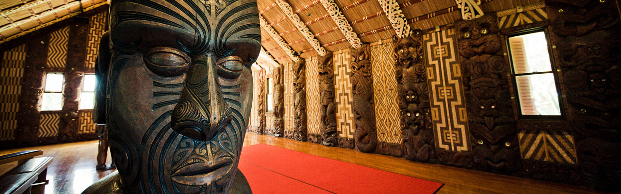 A Maori sculpture in a museum in New Zealand.