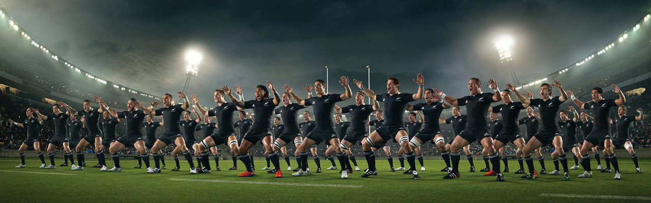 The Allblack team making the Haka before a game.