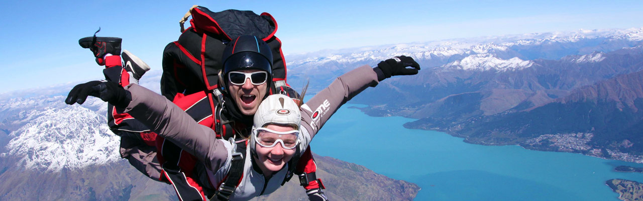 Parachute jump over Queenstown.