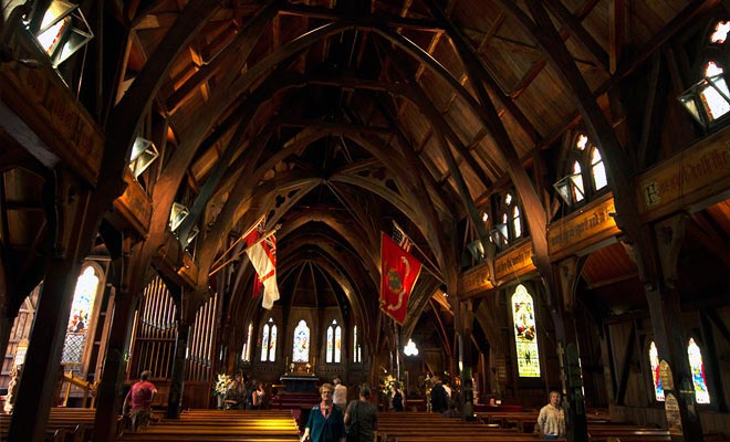 La cattedrale di Wellington è costruita interamente in legno, dandogli un fascino particolarissimo.