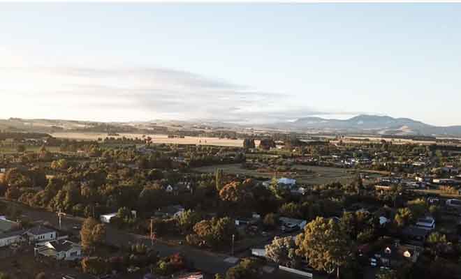 Vue aérienne de Martinborough